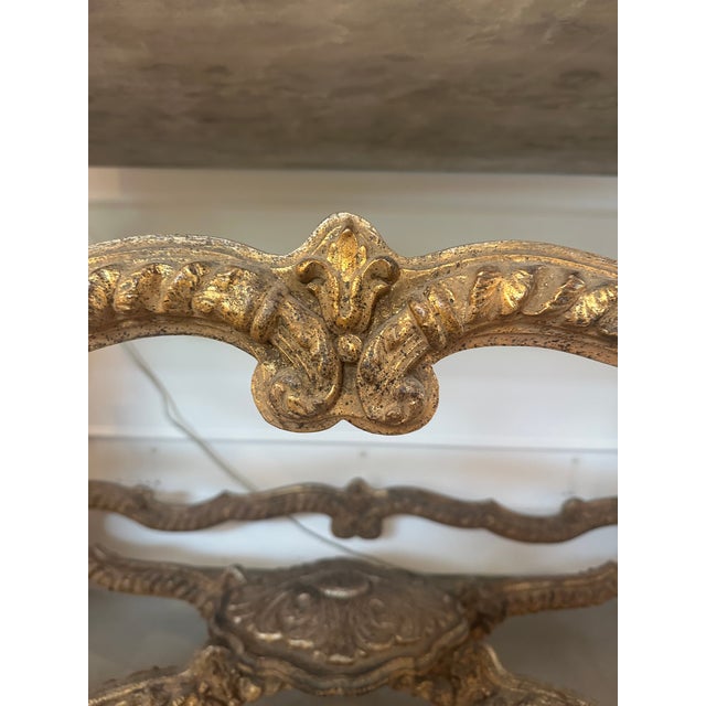 Baroque 1920's Italian Console With Original Marble Top For Sale - Image 3 of 5
