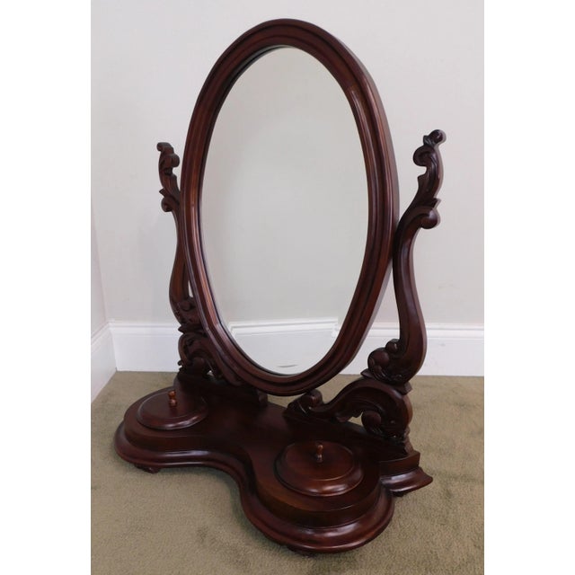 Victorian Victorian Style Solid Mahogany Shaving Mirror For Sale - Image 3 of 13
