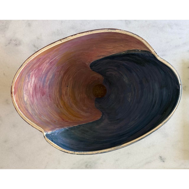 Black Vintage Post Modern Hand Painted Abstract Ceramic Vase For Sale - Image 8 of 10