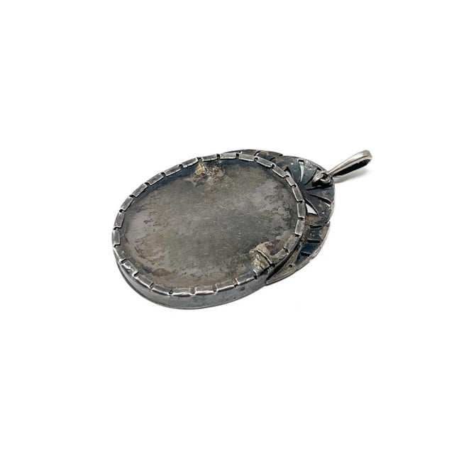 Metal Early 19th Century Portrait Miniature Marcasite Pendant For Sale - Image 7 of 9