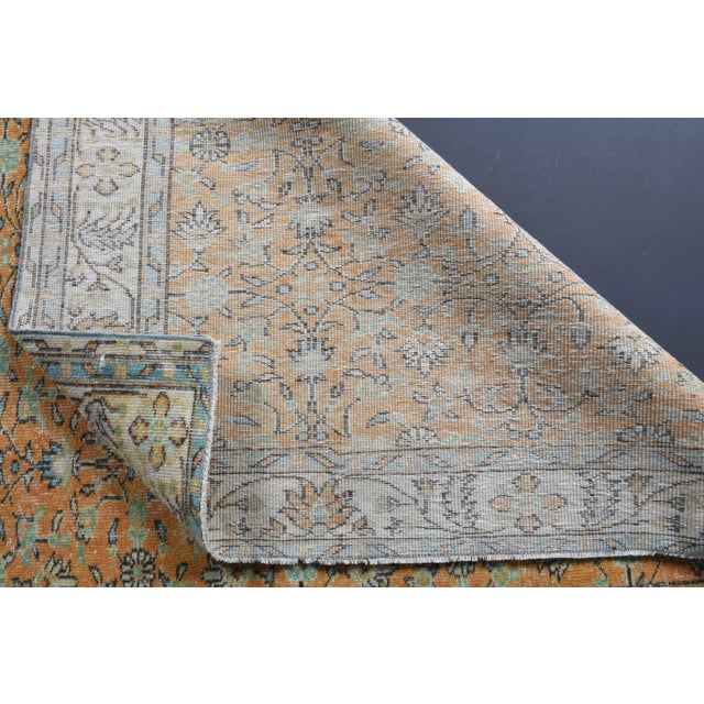 Vintage Turkish Oushak Handmade Wool Cotton Orange Rug For Sale - Image 10 of 12