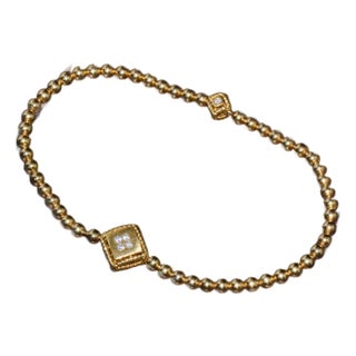 Authentic Roberto Coin Palazzo Ducale Diamond Ruby Stretch Bracelet in 18k Yellow Gold For Sale
