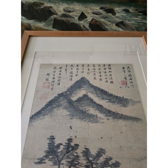 Paint Antique Signed Asian Watercolor Painting Double Stamped For Sale - Image 7 of 10