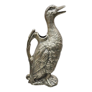 Vintage Figural Duck Mallard Silver Plated Water Pitcher Decanter by Alpaca