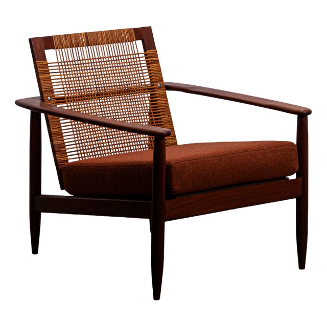Mid-Century Modern Easy Chair in Teak and Cane, 1970 For Sale