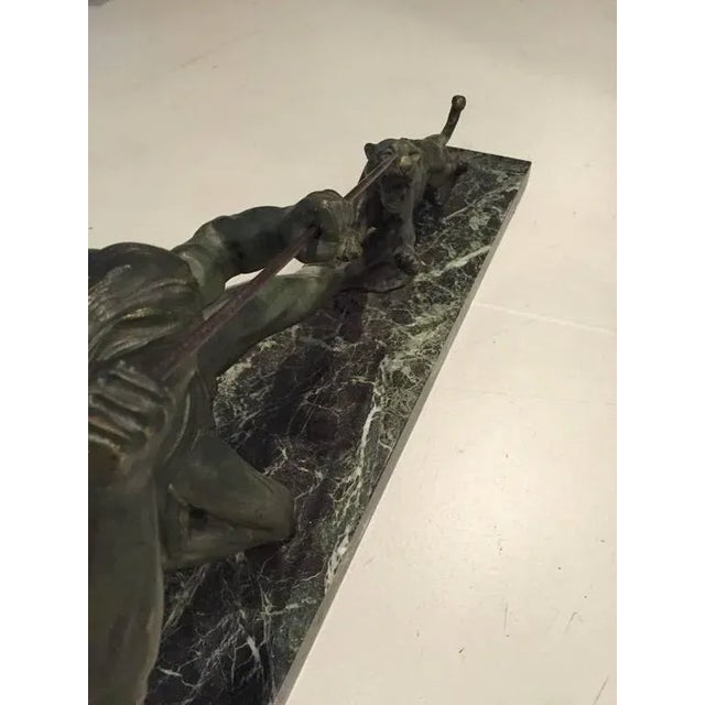 Signed French Art Deco Hunter and Tiger Sculpture For Sale In New York - Image 6 of 10