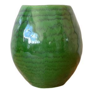 Vintage Boho Glazed Ceramic Green Vase