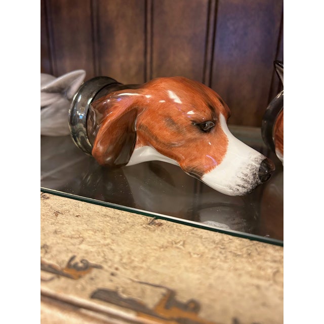 1980s Royale Stratford Hound Head Stirrup Cups (Pair) For Sale - Image 4 of 7