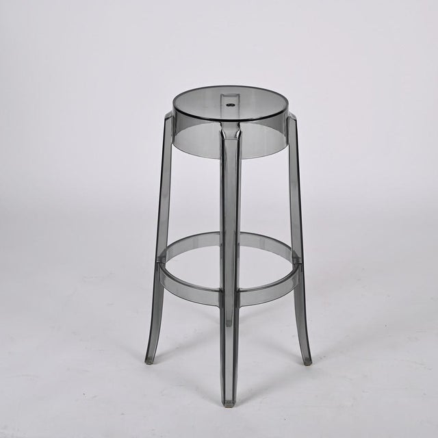 Smoke Grey Charles Ghost Stool attributed to Philippe Starck for Kartell, Italy, 1990s For Sale - Image 18 of 18