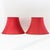 Pair of Vintage Red Textured Raw Silk Scalloped Bell Lamp Shades For Sale - Image 13 of 13