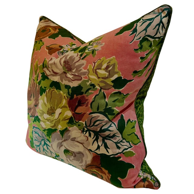 1950s Vintage Floral Pillows Mid-20th Century With Scalamandré Backing - A Pair For Sale - Image 5 of 8