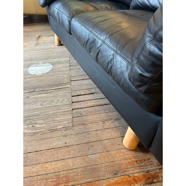 Scandinavian Midcentury Modern Black Leather Sofa by Stouby For Sale - Image 11 of 17