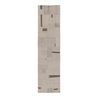 Vintage Turkish Patchwork Runner in Beige and Neutral Design - Rug & Kilim For Sale