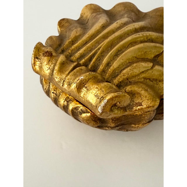 Mid 20th Century Vintage Gilt Shell Covered Ceramic Box For Sale - Image 5 of 12