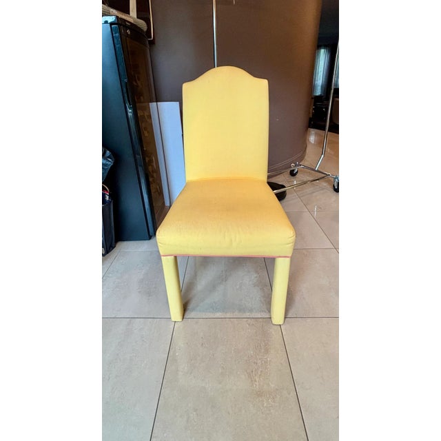 Transitional Set of 4 Fully Upholstered Camel Back Parsons Chairs- Charles Stewart Company For Sale - Image 3 of 16