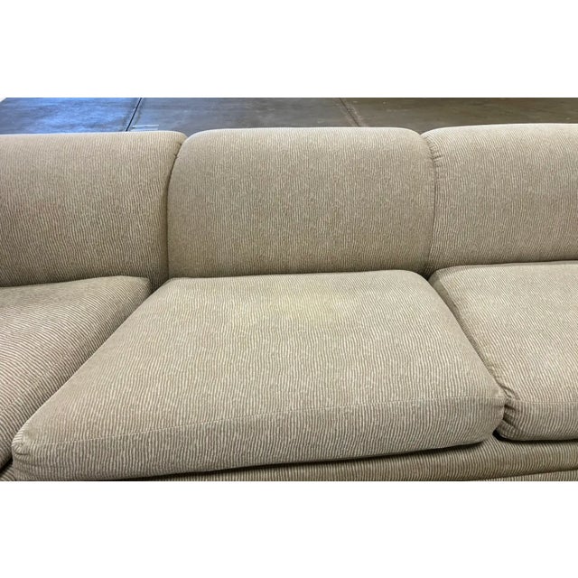 1970s Vintage Mid Century Modern Milo Baughman Style Chrome Base 3 Piece Sectional Sofa For Sale - Image 5 of 8
