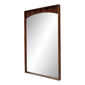 Large Rectangle Mid-Century Modern Walnut Wall Mirror