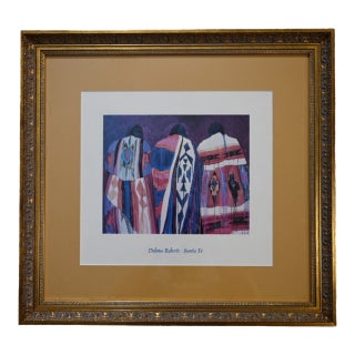 Dolona Roberts 'Blanket Series' Framed Print — Santa Fe Native American Art Reproduction For Sale