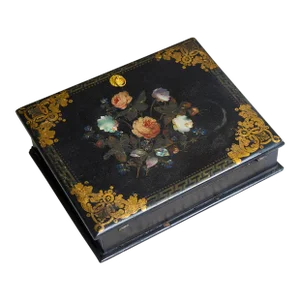 19th Century Paper Mache Inlaid Mother of Pearl Writing Lap Desk