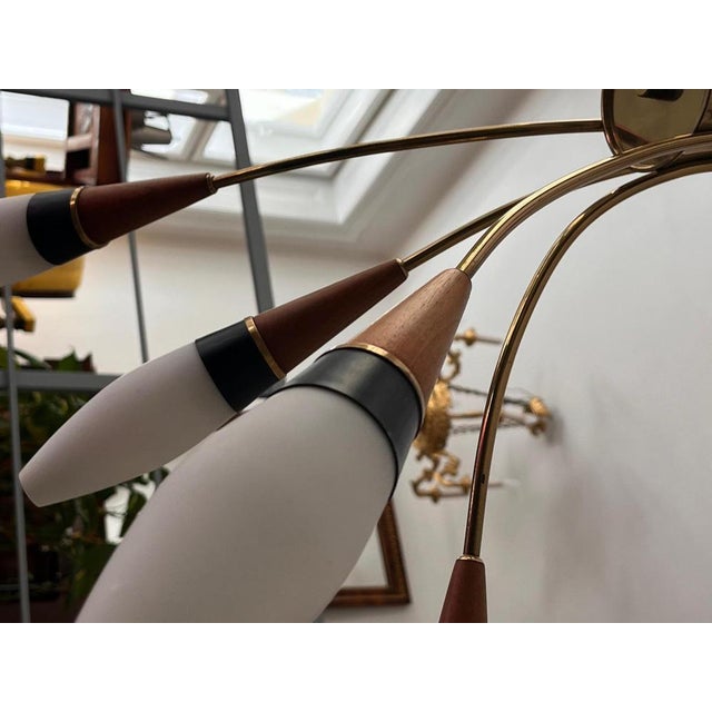 1950s Vintage Chandelier with Nine Arms by Rupert Nikoll, 1950s For Sale - Image 5 of 11