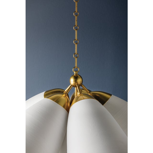 Brass Hudson Valley Lighting Bronson 37.5 in. 6 Light Chandelier in Aged Brass and White Plaster Finish For Sale - Image 8 of 11