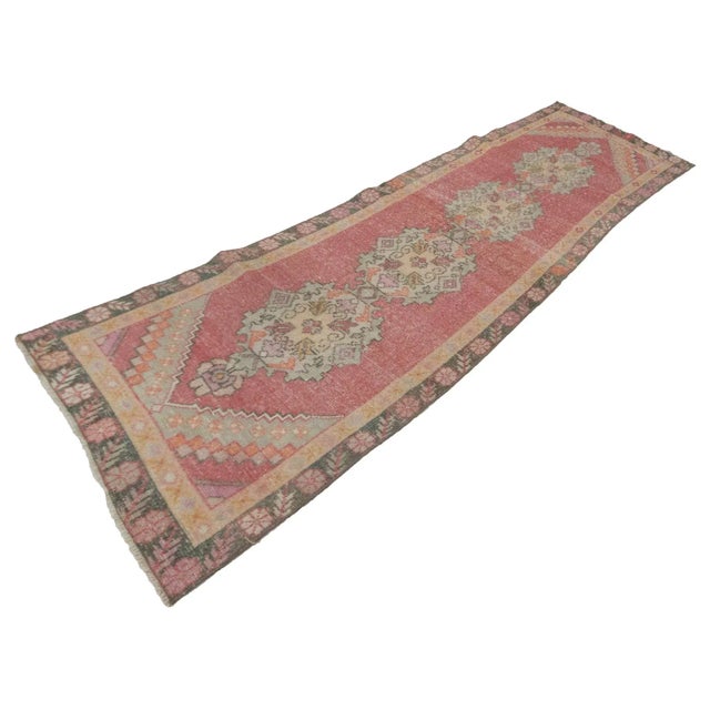 Mid-Century Modern Vintage Worn Turkish Runner- 2′8″ × 9′ For Sale - Image 3 of 7