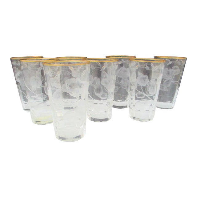 Antique Moser Paula Highball Glasses- Set of 8 For Sale