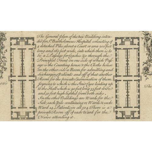 Paper St Bartholomew's Hospital, London, Plans & Elevations, 1755 For Sale - Image 7 of 9