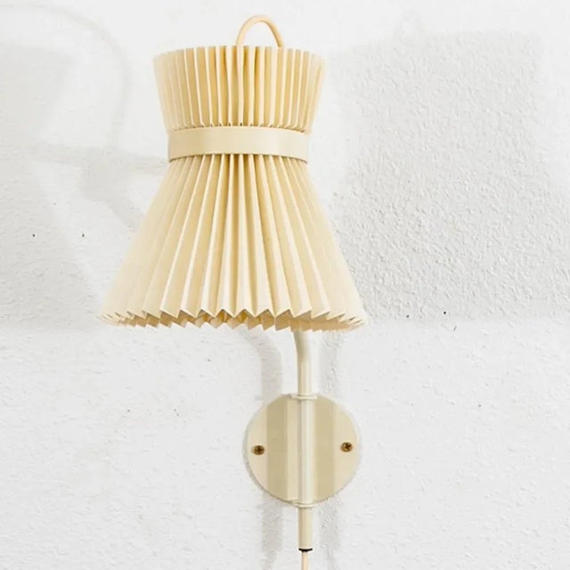 1960s 1960s Mid Century Modern Wall Sconce Lamp Le Klint White Metal Pleated Shade Denmark For Sale - Image 5 of 12