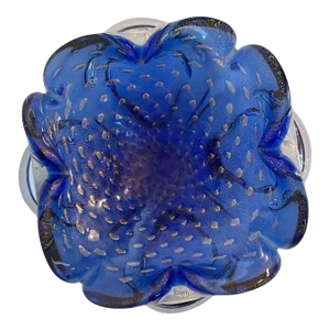 Late 20th Century Blue Bubble Murano Art Glass Bowl
