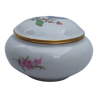 Vintage Porcelain Trinket Box with Hand-Painted Morning Glory Deutsche Blumen from Meissen, 1950s For Sale