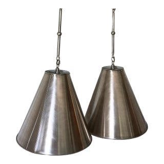 Thomas O'Brien for Visual Comfort Signature Goodman Small Hanging Lights in Antique Nickel For Sale