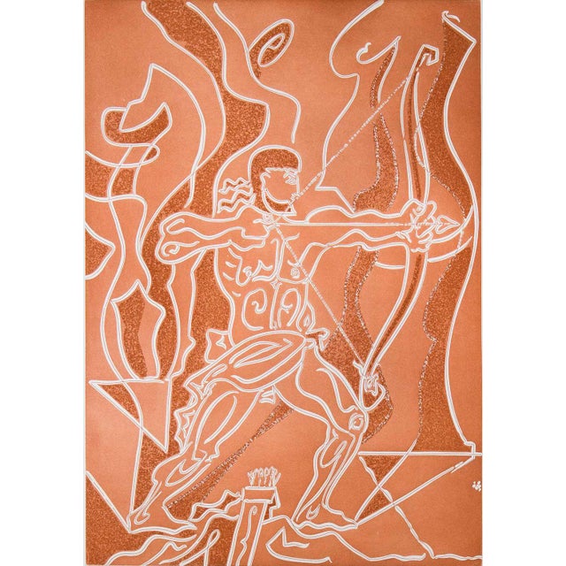 Orange Modern Andre Masson 25x19in Etching Hand Signed & Numbered "Arc" For Sale - Image 8 of 9
