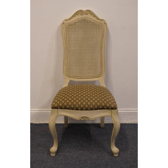 French Country Century Furniture Cream / Off White Painted Contemporary Country French Style Cane Back Dining Side Chair For Sale - Image 3 of 9