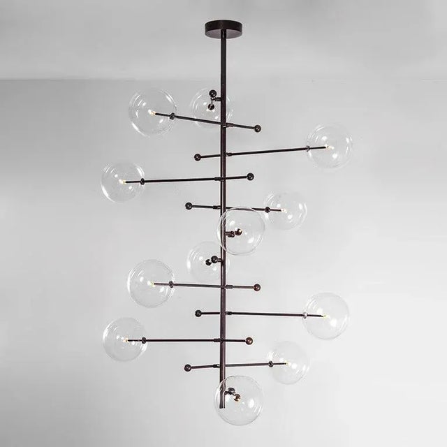 Rd15 12 arms black gunmetal chandelier by schwung dimensions: w 140 x d 140 x h 289 cm materials: solid brass. Hand blown...