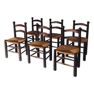 French Provincial Dining Chairs from Charles Dudouyt, France, 1940s, Set of 6 For Sale