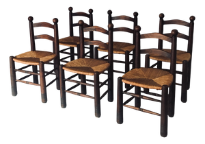 French Provincial Dining Chairs from Charles Dudouyt, France, 1940s, Set of 6