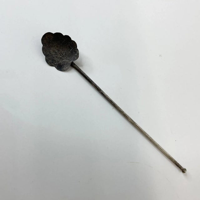 1950s Sterling Silver Mexico Sculptural Leaf Long Iced Tea Spoon For Sale - Image 11 of 11