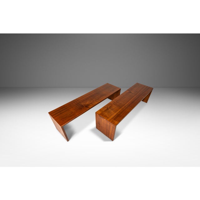 1980s Substantial Handmade Minimalist MCM Custom-Made Studio / Gallery Dining Table W/ Matching Benches Set in Walnut, Usa, C. 1980s For Sale - Image 5 of 17