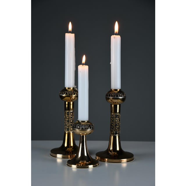 Vintage Scandinavian Pitsi Copper Candleholders by Pentti Sarpaneva for Turun Hopea, 1960s, Set of 3 For Sale - Image 13 of 14