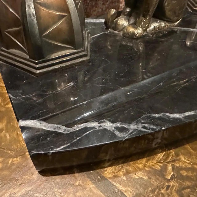 1920s Art Deco Black and White Marble and Metal French Inkwell For Sale - Image 11 of 12