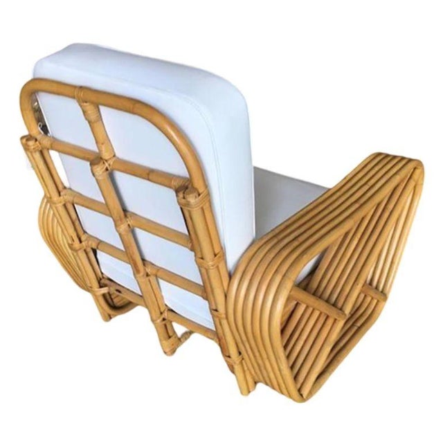 1940s 1940s Restored Art Deco Six Strand Square Pretzel Stacked Rattan Lounge Chair, Pair For Sale - Image 5 of 5