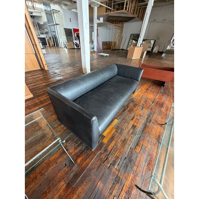 1990s Gary Lee for Niedermeier Black Leather Architectural Sofa, Mid-1990s For Sale - Image 5 of 12