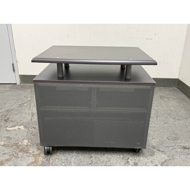 Rolling Office Printer Table With Perforated Steel Drawers For Sale In San Francisco - Image 6 of 12