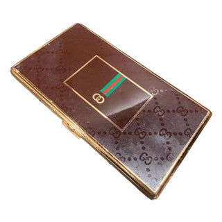 Brown Gucci Lacquer Cigarette Case With Web Gg Stripe, Italy, 1970s For Sale