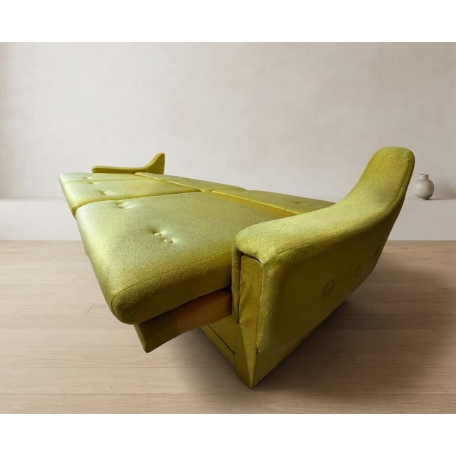 Mid-Century Folding Sofa Bed in Mustard, Czechoslovakia, 1930s For Sale - Image 4 of 12