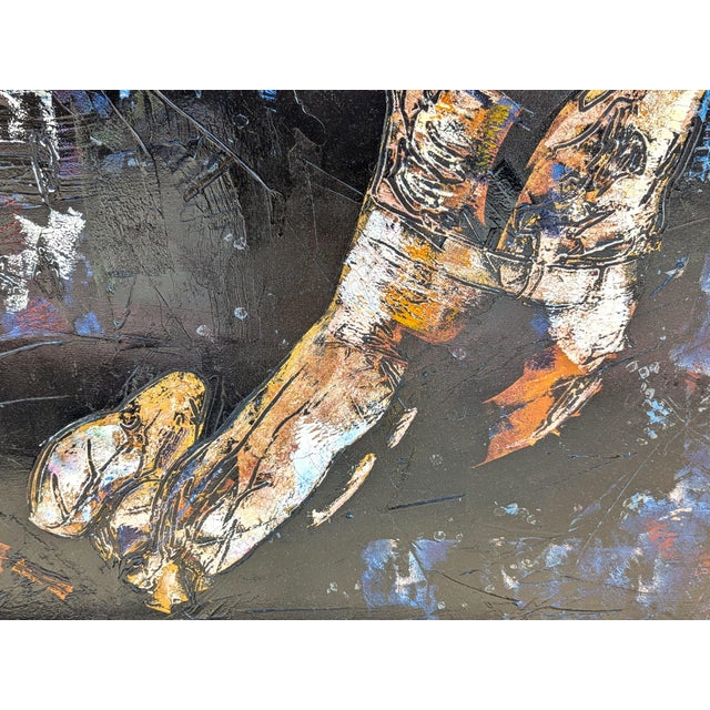 Pierre Olié "Super Hero" Contemporary Dark Toned Expressive Abstract Figurative Painting, Early 21st Century For Sale - Image 4 of 12