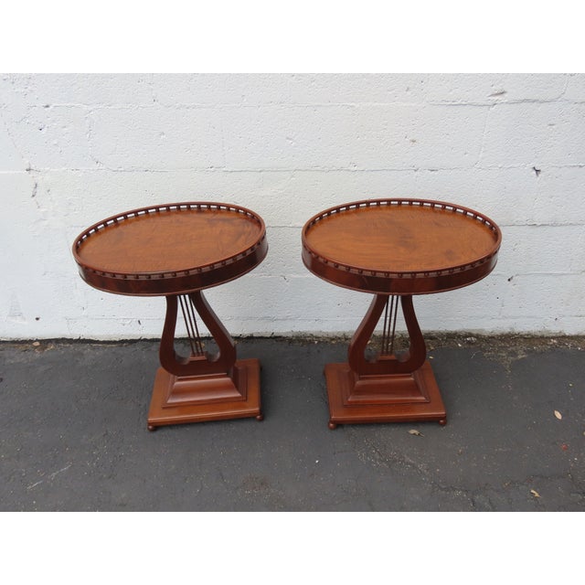 Mahogany Harp Side End Tables a Pair 6665 For Sale - Image 12 of 16