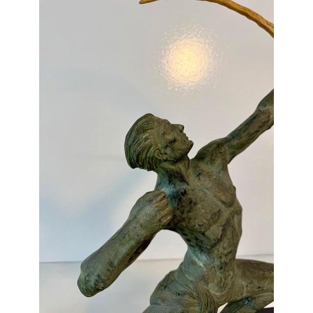 After Jean De Roncourt, French Art Deco The Archer Sculpture, 1930s, 1920s, Metal & Bakelite on Marble Base For Sale - Image 6 of 12