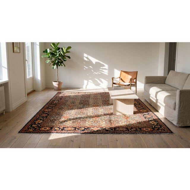 Textile Fine Beautiful Ivory Background Color With Sarouk Farahan Style Antique Persian Rug For Sale - Image 7 of 9